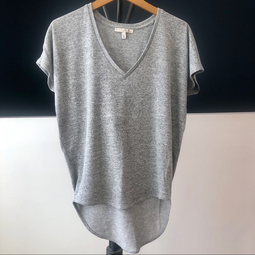 Express One Eleven Heathered Hi-Lo V-Neck